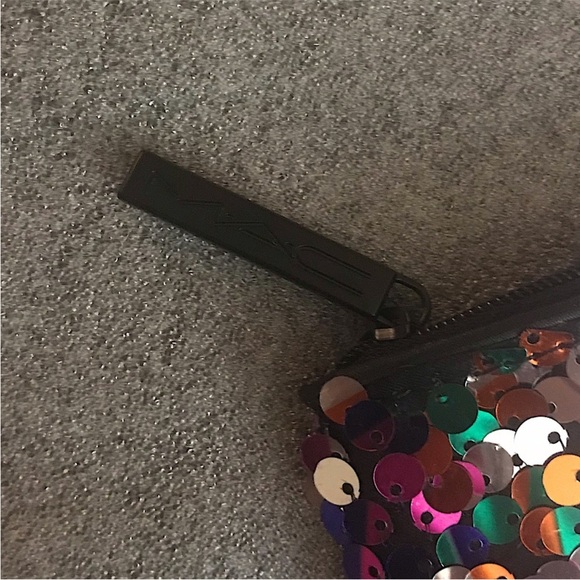 MAC Cosmetics Shiny Pretty Things Makeup Bag with Rainbow Sequins and Flower - Picture 7 of 10